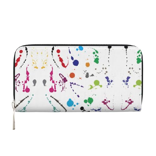 YANYU Leder-Handbrieftasche mit abstraktem Farbspritzer-Druck, Clutch, für Damen, Freizeit und Reisen, für alle Anlässe, Schwarz, Einheitsgröße, Kunst YANYU Leder-Handbrieftasche mit abstraktem Farbspritzer-Druck, Clutch, für Damen, Freizeit und Reisen, für alle Anlässe, Schwarz, Einheitsgröße, Kunst von YANYU