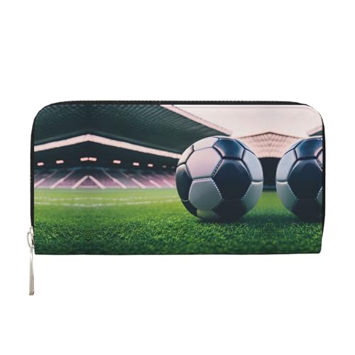 YANYU Leder-Handgeldbörse mit Fußball-Aufdruck, Clutch, für Damen, Freizeit und Reisen, für alle Anlässe, Schwarz, Einheitsgröße, Kunst von YANYU