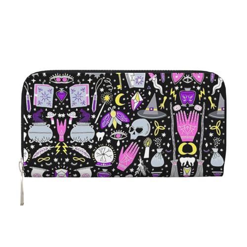 YANYU Magic Witch Witchcraft Bohemian Drawing Print Leather Hand Wallet Clutch for Women Casual and Travel Use All Occasions Wallet, Schwarz, Einheitsgröße, Kunst YANYU Magic Witch Witchcraft Bohemian Drawing Print Leather Hand Wallet Clutch for Women Casual and Travel Use All Occasions Wallet, Schwarz, Einheitsgröße, Kunst von YANYU