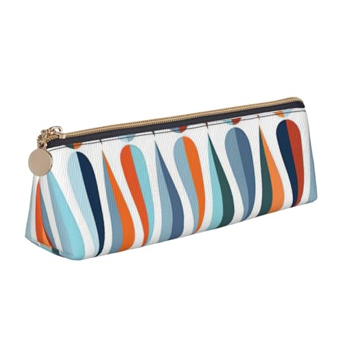 YANYU Mid Century Federmäppchen, modernes Retro-Design, mit Tropfenformen, großes Fassungsvermögen, 21,6 x 5,6 x 6,1 cm, dreieckige Tasche mit Reißverschluss von YANYU