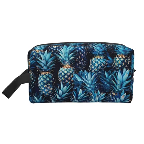 YANYU Reise-Kulturbeutel, mit Reißverschluss, mit Griffen, tragbarer Kosmetik-Organizer, Blau, Weiss/opulenter Garten, Einheitsgröße von YANYU