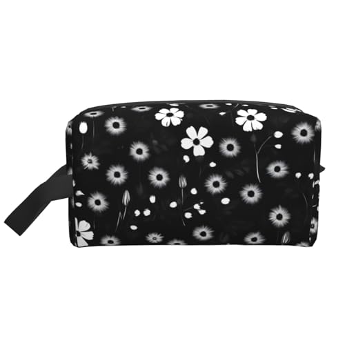 YANYU Reise-Kulturbeutel, mit Reißverschluss, mit Griffen, tragbarer Kosmetik-Organizer, Schwarz und Weiß, Weiss/opulenter Garten, Einheitsgröße von YANYU