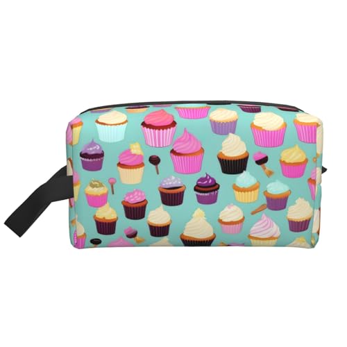 YANYU Reise-Kulturbeutel mit Cupcake-Muster, mit Reißverschluss, Aufbewahrungstaschen mit Griffen, tragbarer Kosmetik-Organizer, Weiss/opulenter Garten, Einheitsgröße von YANYU