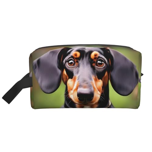 YANYU Reise-Kulturbeutel mit Dackel-Motiv, mit Reißverschluss, mit Griffen, tragbarer Kosmetik-Organizer, Weiss/opulenter Garten, Einheitsgröße von YANYU
