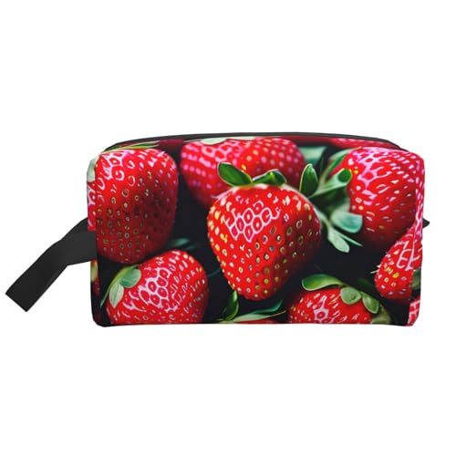YANYU Reise-Kulturbeutel mit Erdbeermotiv, mit Reißverschluss, Aufbewahrungstaschen mit Griffen, tragbarer Kosmetik-Organizer, Weiss/opulenter Garten, Einheitsgröße von YANYU