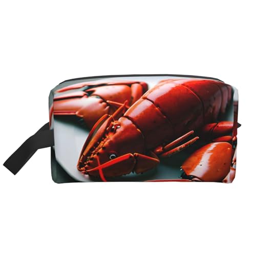 YANYU Reise-Kulturbeutel mit Hummer-Druck, mit Reißverschluss, Aufbewahrungstasche mit Griffen, tragbarer Kosmetik-Organizer, Weiss/opulenter Garten, Einheitsgröße von YANYU