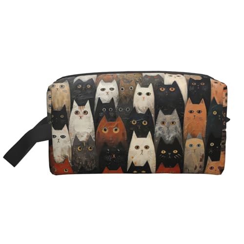 YANYU Reise-Kulturbeutel mit Katzenmotiv, mit Reißverschluss, mit Griffen, tragbarer Kosmetik-Organizer, Weiss/opulenter Garten, Einheitsgröße von YANYU