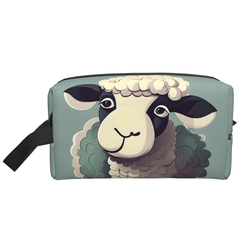 YANYU Reise-Kulturbeutel mit Lamb-Druck, mit Reißverschluss, mit Griffen, tragbarer Kosmetik-Organizer, Weiss/opulenter Garten, Einheitsgröße von YANYU