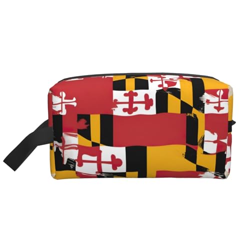 YANYU Reise-Kulturbeutel mit Maryland-Flagge, Reißverschluss, Aufbewahrungstaschen mit Griffen, tragbarer Kosmetik-Organizer, Weiss/opulenter Garten, Einheitsgröße von YANYU
