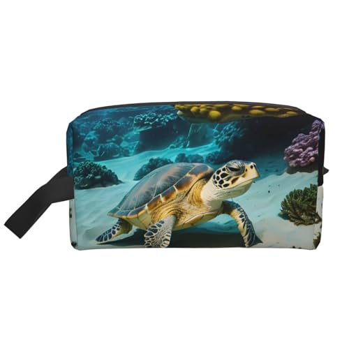 YANYU Reise-Kulturbeutel mit Meeresschildkröten-Druck, mit Reißverschluss, Aufbewahrungstaschen mit Griffen, tragbarer Kosmetik-Organizer, Weiss/opulenter Garten, Einheitsgröße von YANYU
