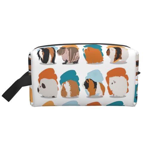 YANYU Reise-Kulturbeutel mit Meerschweinchen-Illustrationsdruck, mit Reißverschluss, Aufbewahrungstaschen mit Griffen, tragbarer Kosmetik-Organizer, Weiss/opulenter Garten, Einheitsgröße von YANYU