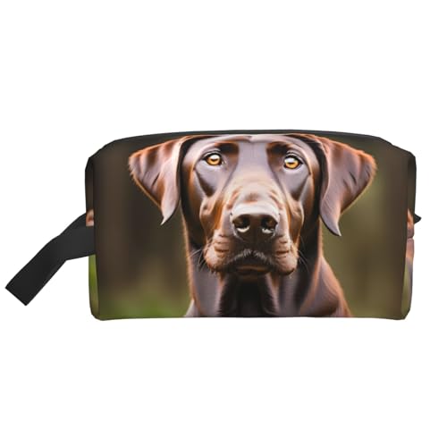 YANYU Reise-Kulturbeutel mit Reißverschluss, mit Griffen, brauner Labrador Retriever, tragbarer Kosmetik-Organizer, Weiss/opulenter Garten, Einheitsgröße von YANYU