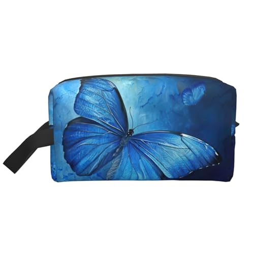 YANYU Reise-Kulturbeutel mit Reißverschluss, mit Griffen, tragbarer Kosmetik-Organizer, Blau, Weiss/opulenter Garten, Einheitsgröße von YANYU