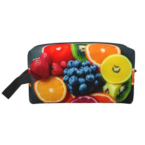 YANYU Reise-Kulturbeutel mit Reißverschluss, mit Griffen, tragbarer Kosmetik-Organizer mit Frucht-Regenbogen-Aufdruck, Weiss/opulenter Garten, Einheitsgröße von YANYU