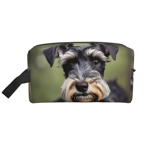 YANYU Reise-Kulturbeutel mit Schnauzer-Aufdruck, mit Reißverschluss, Aufbewahrungstaschen mit Griffen, tragbarer Kosmetik-Organizer, Weiss/opulenter Garten, Einheitsgröße von YANYU