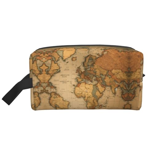 YANYU Reise-Kulturbeutel mit Weltkarten-Druck, mit Reißverschluss, Aufbewahrungstaschen mit Griffen, tragbarer Kosmetik-Organizer, Weiss/opulenter Garten, Einheitsgröße von YANYU