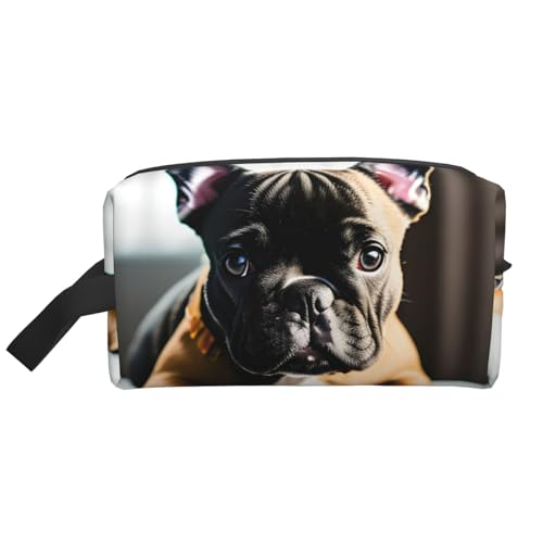 YANYU Reise-Kulturbeutel mit französischer Bulldogge, mit Reißverschluss, Aufbewahrungstaschen mit Griffen, tragbarer Kosmetik-Organizer, Weiss/opulenter Garten, Einheitsgröße von YANYU