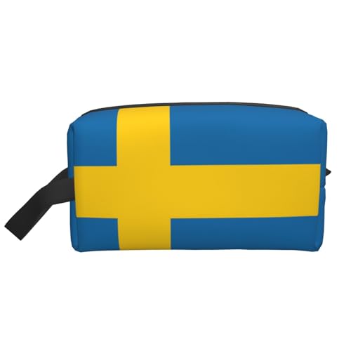 YANYU Reise-Kulturbeutel mit schwedischer Flagge, Reißverschluss, Aufbewahrungstaschen mit Griffen, tragbarer Kosmetik-Organizer, Weiss/opulenter Garten, Einheitsgröße von YANYU