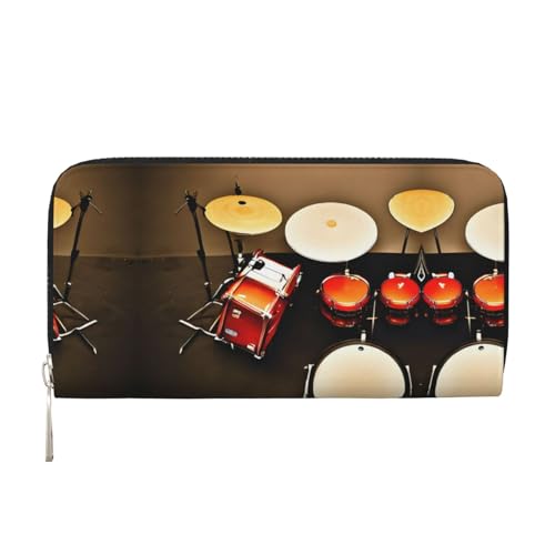 YANYU Schlagzeug-Set, Standard-Druck, Leder, Handgeldbörse für Damen, Freizeit und Reisen, für alle Anlässe, Schwarz, Einheitsgröße, Kunst von YANYU