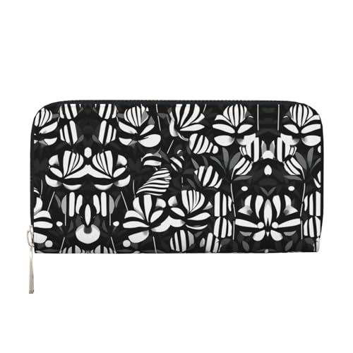 YANYU Schwarz-weiß gestreifte Geldbörse aus Leder mit Blumendruck, Clutch für Damen, Freizeit und Reisen, für alle Anlässe, Schwarz, Einheitsgröße, Kunst YANYU Schwarz-weiß gestreifte Geldbörse aus Leder mit Blumendruck, Clutch für Damen, Freizeit und Reisen, für alle Anlässe, Schwarz, Einheitsgröße, Kunst von YANYU