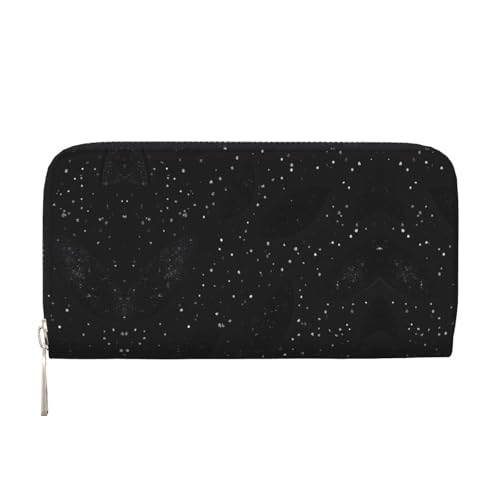 YANYU Schwarze Geldbörse aus Leder mit schimmerndem Druck, Clutch, für Damen, Freizeit und Reisen, für alle Gelegenheiten, Schwarz, Einheitsgröße, Kunst von YANYU