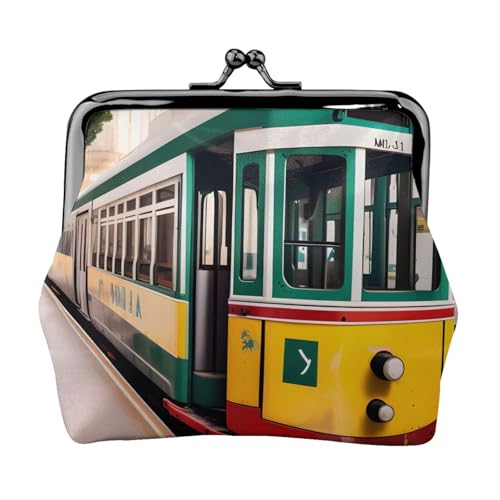 lisbon Tram Muster Druck Stilvolle einzigartige Münzbörse Niedliche Mini-Geldbörse mit Kussschloss Wasserdicht für Münzen von YANYU