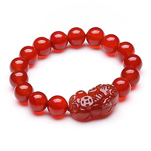YANYUESHOP Feng Shui Glücks-Pixiu-Armband, natürliche Achate, 8/10 mm, Armband, Reiki-Armband, Chakra-Meditation für Frauen, Abwehr böser Geister, bringt Glück, Wohlstand, Zinnober (Größe: 8 mm) YANYUESHOP Feng Shui Glücks-Pixiu-Armband, natürliche Achate, 8/10 mm, Armband, Reiki-Armband, Chakra-Meditation für Frauen, Abwehr böser Geister, bringt Glück, Wohlstand, Zinnober (Größe: 8 mm) von YANYUESHOP