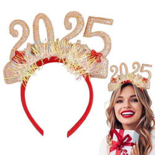2025er Digitales Haarband, 2025 Silvester Haarband, Champagner Haarband Silvester Haarschmuck, Weihnachten 2025 Digitale Dekoration Haarband Silvester Hoop von YANZEFEI