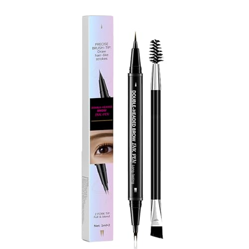 Doppelköpfiger Augenbrauenbristift - 2-in-1 Wasserfester Microblading-Effekt,Microblading Augenbrauenstift,Ultrafeine Spitze für haarähnliche Striche,Wischfest,Inklusive Spoolie-Pinsel zum Verblenden von YANZEFEI