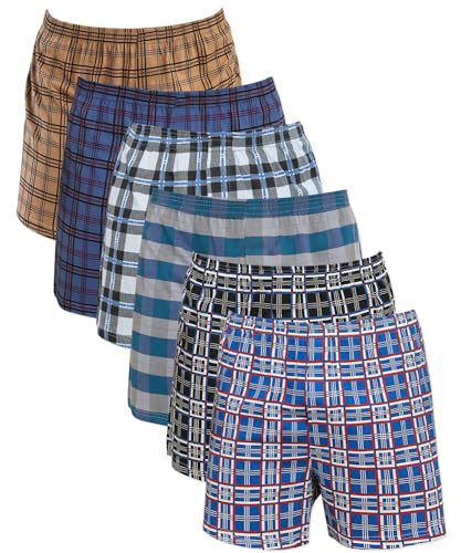 YANZHAO Boxershorts Herren 6 Pack aus 100% Baumwolle - Unterwäsche Herren Unterhosen für Männer, Männer Boxershorts（6P-4/L von YANZHAO