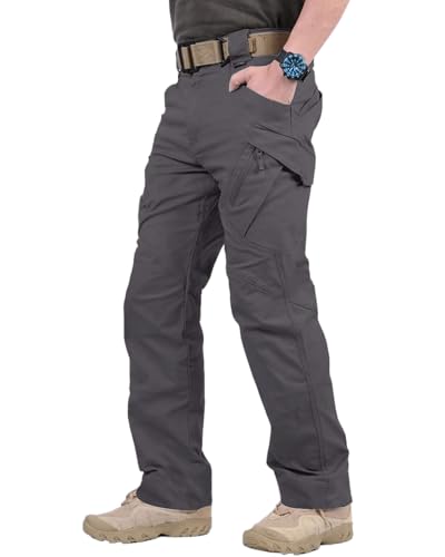 YAOBAOLE Campinghose Herren Slim Fit Rangerhose Herren Lang Armee Kampf Trekking Hose Herren Grau L von YAOBAOLE
