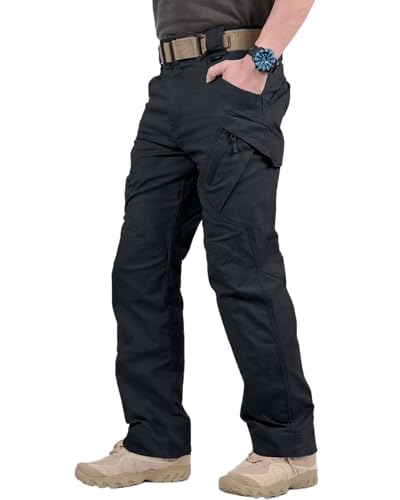 YAOBAOLE Cargo Hosen Herren Lang Militärische Taktik Hose Herren Wandernhose Herren Cargohose Männer Dunkelblau XL von YAOBAOLE