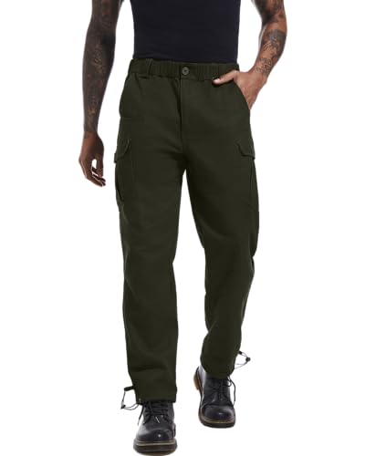 YAOBAOLE Cargo Hosen Männer Lang Herren Cargohose Baumwolle Cargo Hose Herren Elastische Taille Hose Armeegrün 2XL von YAOBAOLE