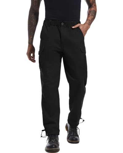 YAOBAOLE Cargohose Herren Freizeithose Herren Baumwolle Cargo Hose Herren Jogginghose Männer Schwarz 3XL von YAOBAOLE