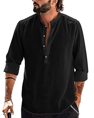 YAOBAOLE Hemd Business Freizeithemden passt Frühling Sommer Herbst Langarmhemd Schwarz 2XL von YAOBAOLE