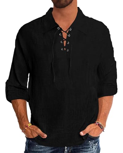 YAOBAOLE Hemd Herren 3XL Langarm Herren Freizeithemd Langarm Sommerhemd Herren Schwarz 3XL von YAOBAOLE