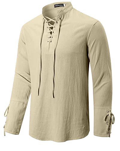 YAOBAOLE Hemd Herren Regular Fit Sommerhemd Herren Herren Mittelalter Hemd Langarm Sommer Khaki 2XL von YAOBAOLE