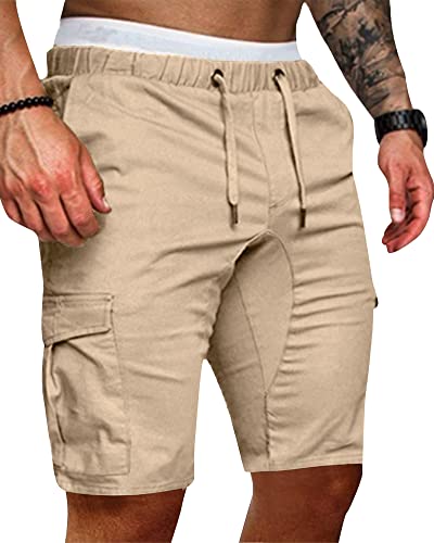 YAOBAOLE Herren Cargo Shorts Kurze Hosen Herren Sommer Herren Cargo Shorts Universal Fit Khaki 2XL von YAOBAOLE