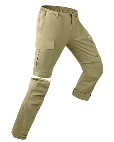 YAOBAOLE Herren Funktionshose Outdoor – Atmungsaktive Sommer Wanderhose mit Verstellbarem Saum, Khaki L von YAOBAOLE