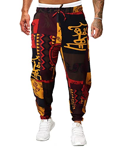 YAOBAOLE Herren Haremshose Baggy Lose Hip-Hop-Haremshose Herren Sommerhose Herren Lang Gelb 2XL von YAOBAOLE