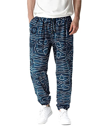 YAOBAOLE Herren Haremshose Lang Baggy Lose Hip-Hop-Hose Sommerhose Blau 2XL YAOBAOLE Herren Haremshose Lang Baggy Lose Hip-Hop-Hose Sommerhose Blau 2XL von YAOBAOLE
