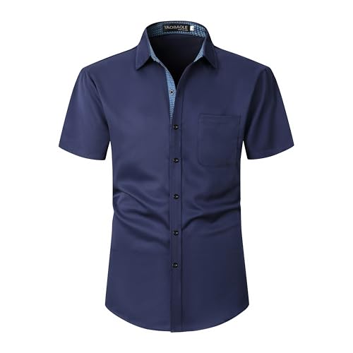 YAOBAOLE Herren Hemd Kurzarm Button-Down Kragen Klassisch Stretch Businesshemd Lässiges Herren Hemd Kurzarm Dunkelblau 3XL YAOBAOLE Herren Hemd Kurzarm Button-Down Kragen Klassisch Stretch Businesshemd Lässiges Herren Hemd Kurzarm Dunkelblau 3XL von YAOBAOLE