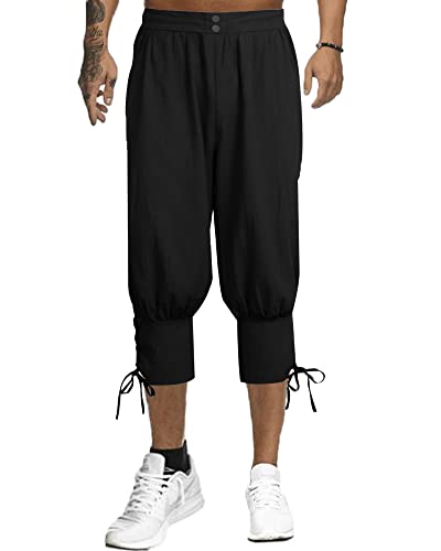 YAOBAOLE Herren Somemr Leinenhose Herren Leinenhose Lang Herbst Freizeithose Herren Loose Fit Schwarz 2XL von YAOBAOLE