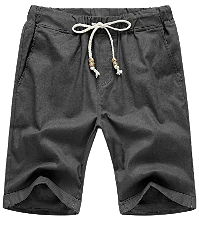 YAOBAOLE Kurze Hosen Herren Sommer Leinen Kurze Sommer Shorts Herren Herrenshorts Leinen Dunkelgrau L von YAOBAOLE