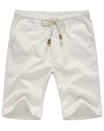 YAOBAOLE Kurze Hosen Herren Sommer Leinen Leinen Shorts Herren Weiss Herren-Shorts aus Leinen Weiß XL von YAOBAOLE