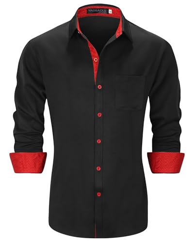 YAOBAOLE Lässiges Hemd Herren Langarm Unifarben Stretch Langarm Männer Hemden Klassisch Stretch Businesshemd Schwarz XXL von YAOBAOLE