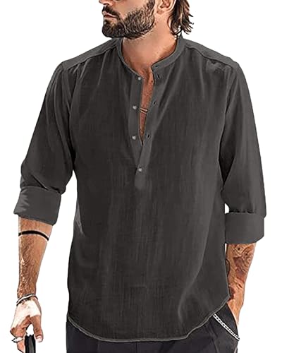YAOBAOLE Leinen Hemd Herren Slim Fit Herren Oberhemd Leinen Hemd Herren Sommerhemd Freizeithemd Dunkelgrau 2XL YAOBAOLE Leinen Hemd Herren Slim Fit Herren Oberhemd Leinen Hemd Herren Sommerhemd Freizeithemd Dunkelgrau 2XL von YAOBAOLE