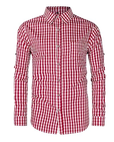 YAOBAOLE Baumwolle Langarm Oberhemd Herren Regular Fit Rot 2XL von YAOBAOLE