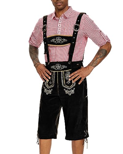 YAOBAOLE Leinenhose Herren Trachtenhosen Für Herren Oktoberfest Hose Männer Oktoberfest Hose Herren Schwarz 2XL von YAOBAOLE