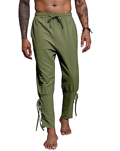 YAOBAOLE Mittelalter Hose Herren Mitteralter Hose Herren schwarz Herren Renaissance Hose Armeegrün XL von YAOBAOLE